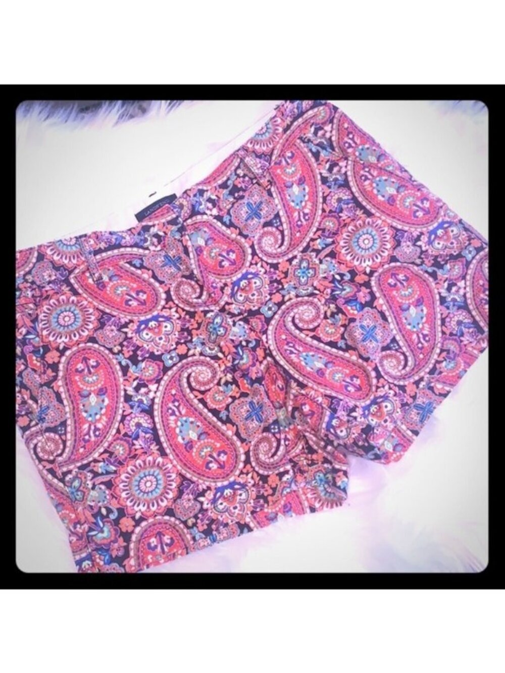 Lands End Size 10 Low Rise Multi-colored Paisley Print Chino Shorts